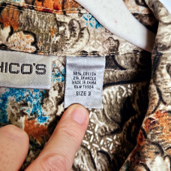 Chicos Womens Floral Button-Up Jacket Size 3 Multicolor Paisley Design Long Slee - Picture 3 of 9